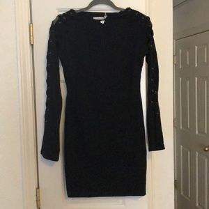 Black mini dress with open cross cross sleeves M